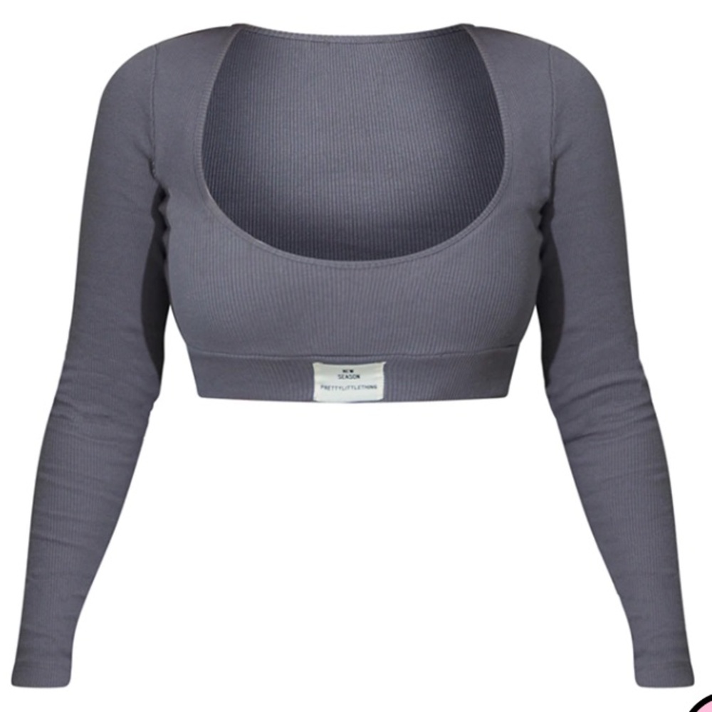 Rib New Season Badge Long Sleeve Crop Top